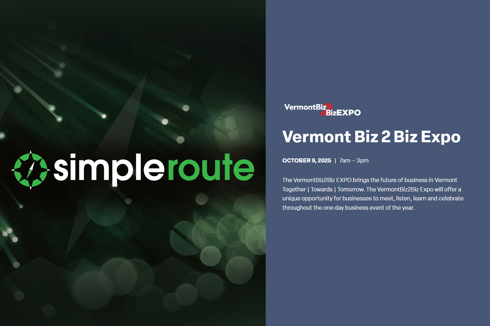 Join simpleroute at the 2025 Biz2Biz Vermont Expo! 