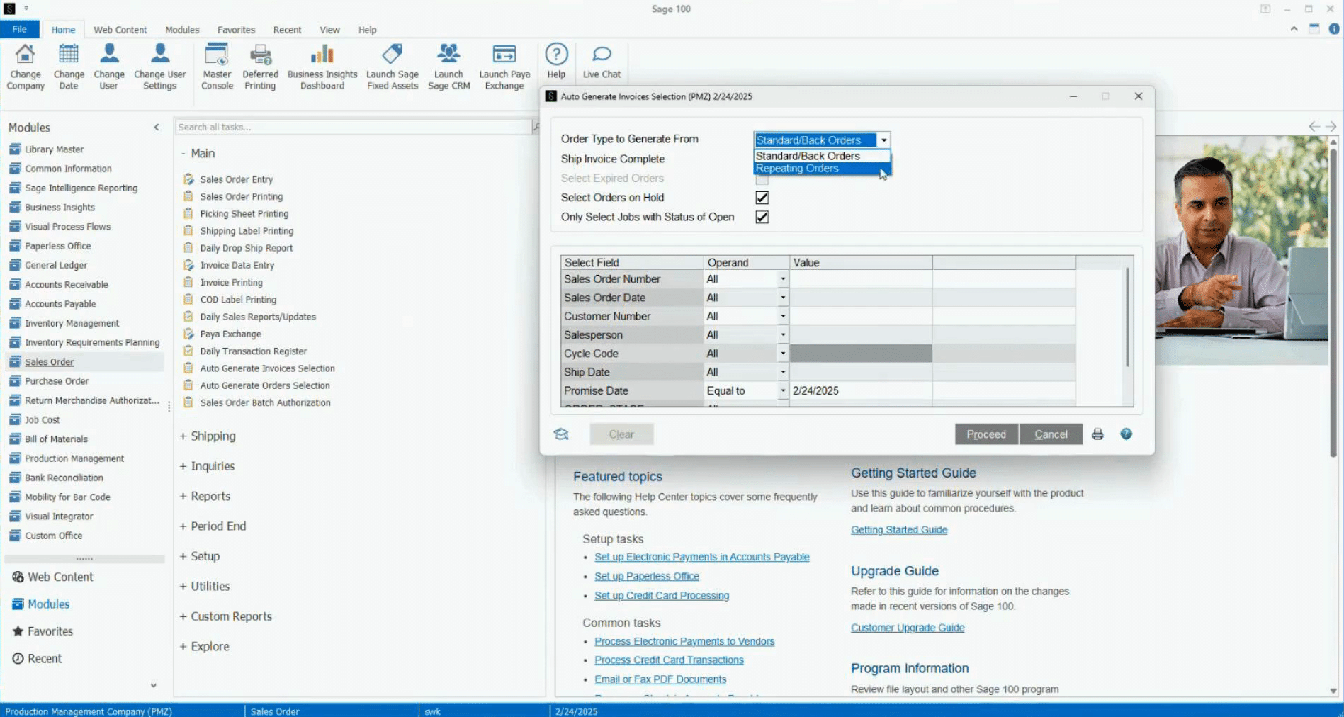 How to Use Auto Generate Invoices in Sage 100
