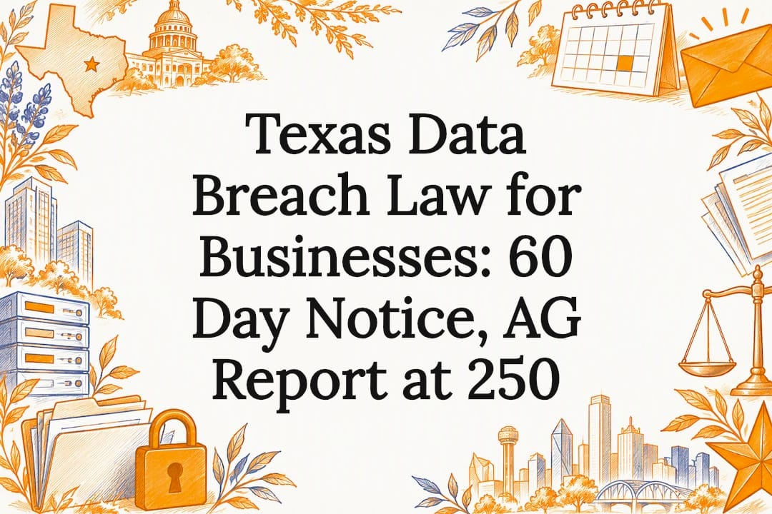 Texas Data Breach Law for Businesses: 60 Day Notice, AG Report at 250