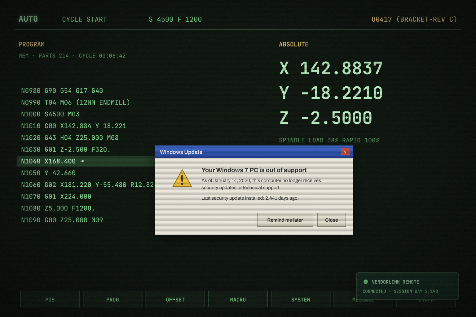 The Machine That Can't Be Updated: IT Risk on the Manufacturing Floor 